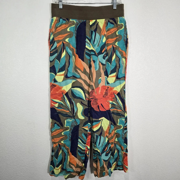 Soft Surroundings Pants Womens Sz S‎ Aliso Point Tropical Linen Boho Comfort - Picture 1 of 8